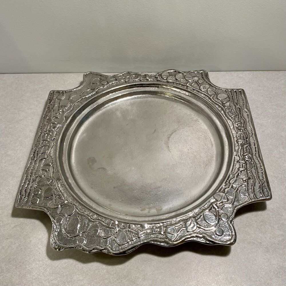 Silver plated Serving Tray Dish With Memorial Inscription